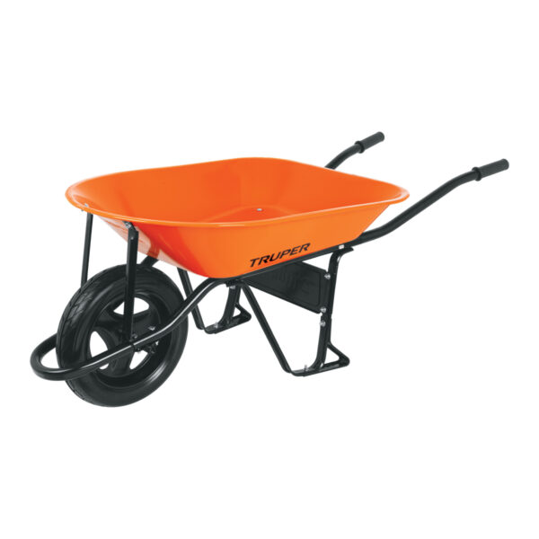 CARRETILLA CHAPA 65 LTS RUEDA POLIU. NARANJA
