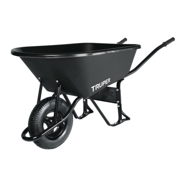 CARRETILLA PLASTICA 120 LTS RUEDA NEUMATICA NEGRO