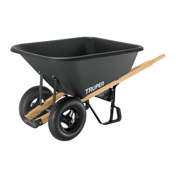 CARRETILLA PLASTICA 175 LTS DOBLE RUEDA NEUMATICA NEGRO